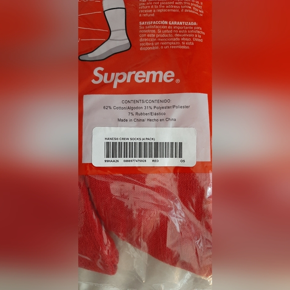 Supreme X Hanes Crew Socks 4 Pack *FW23*  *NWT* - Picture 6 of 6